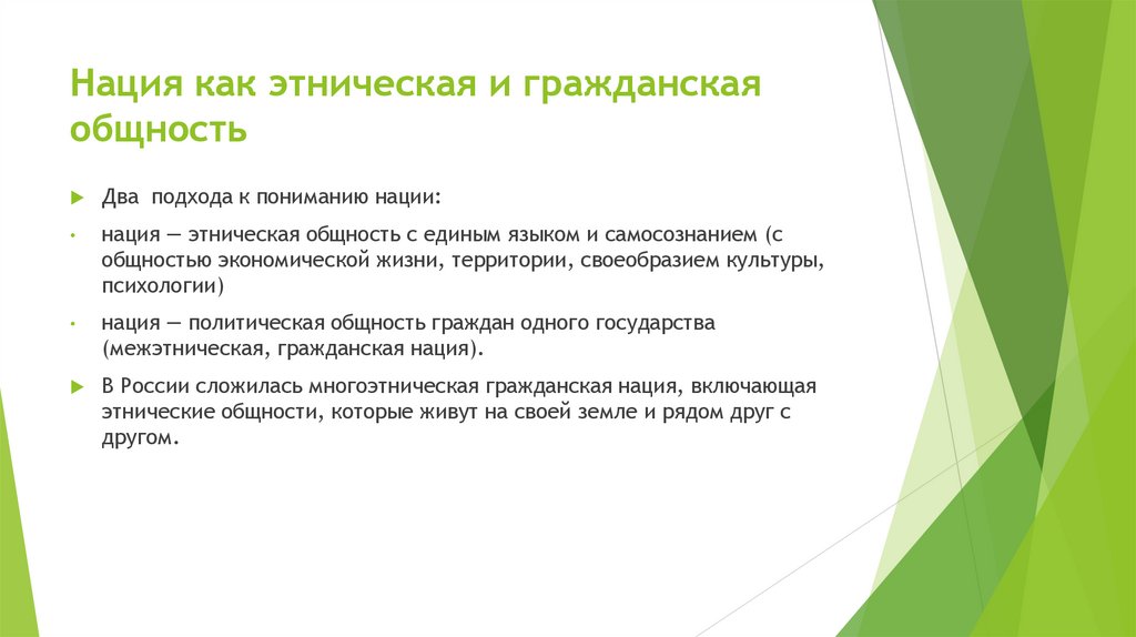 Нация как этническая и гражданская общность