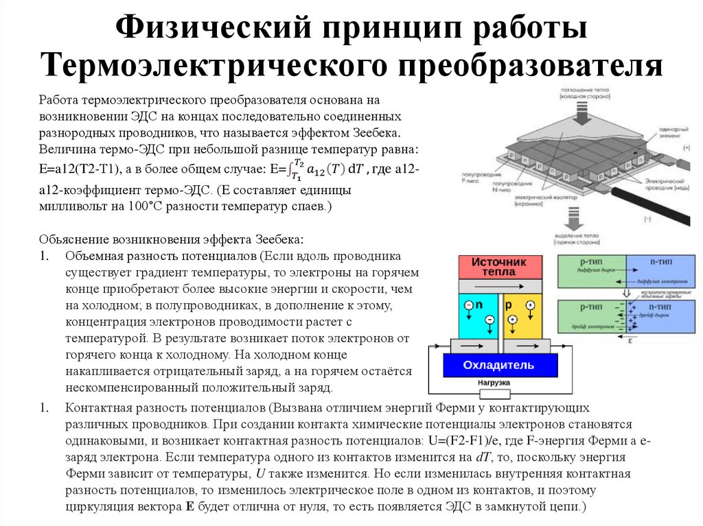 Физический принцип работы Термоэлектрического преобразователя