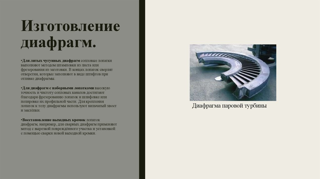 Изготовление диафрагм.