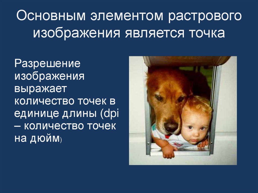 Основным элементом растрового изображения является точка