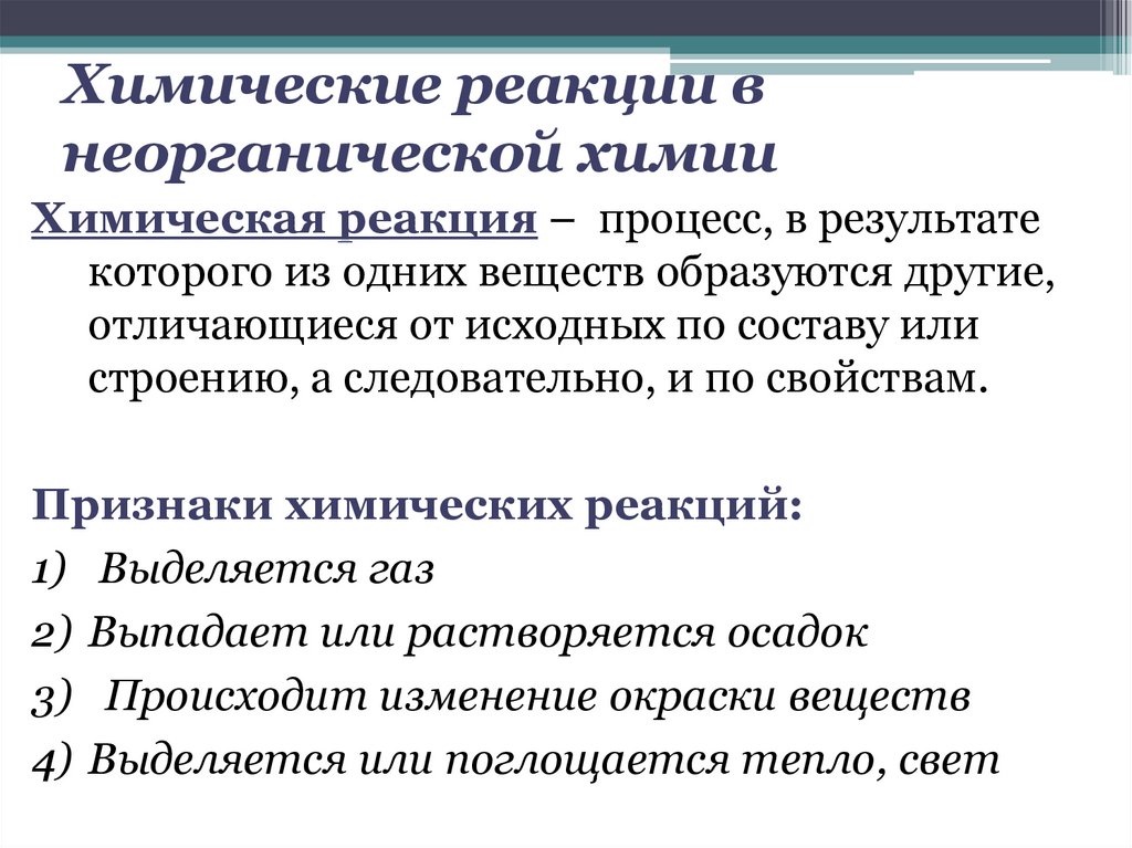 Химические реакции в неорганической химии