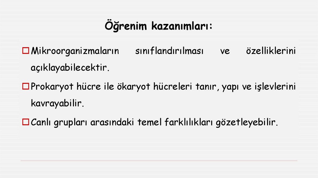 Öğrenim kazanımları: