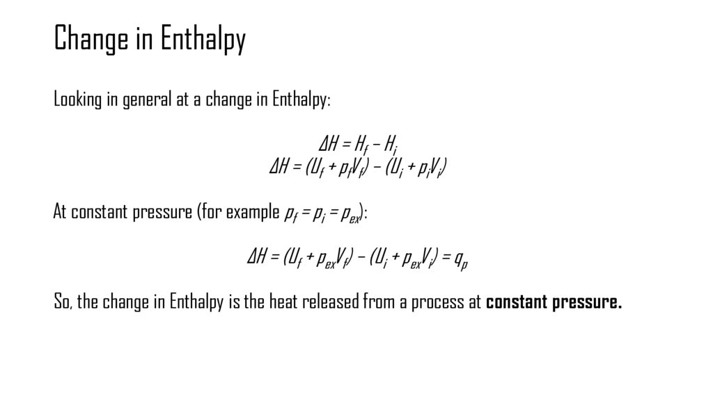 Change in Enthalpy