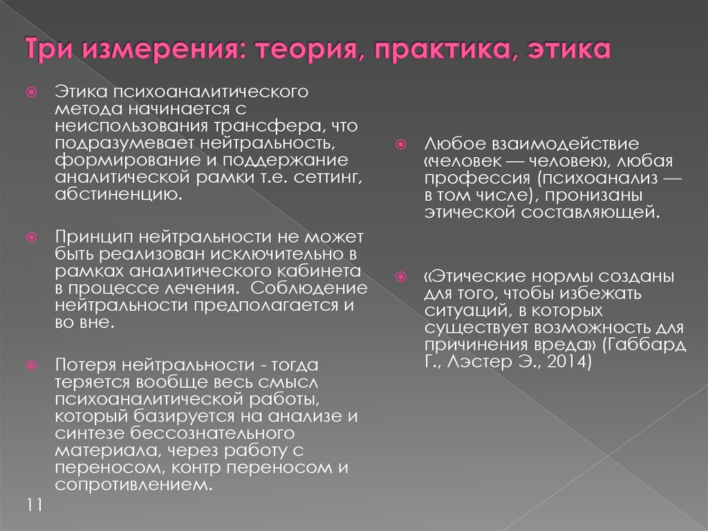 Три измерения: теория, практика, этика