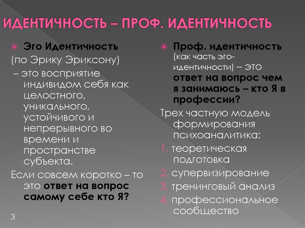 ИДЕНТИЧНОСТЬ – ПРОФ. ИДЕНТИЧНОСТЬ