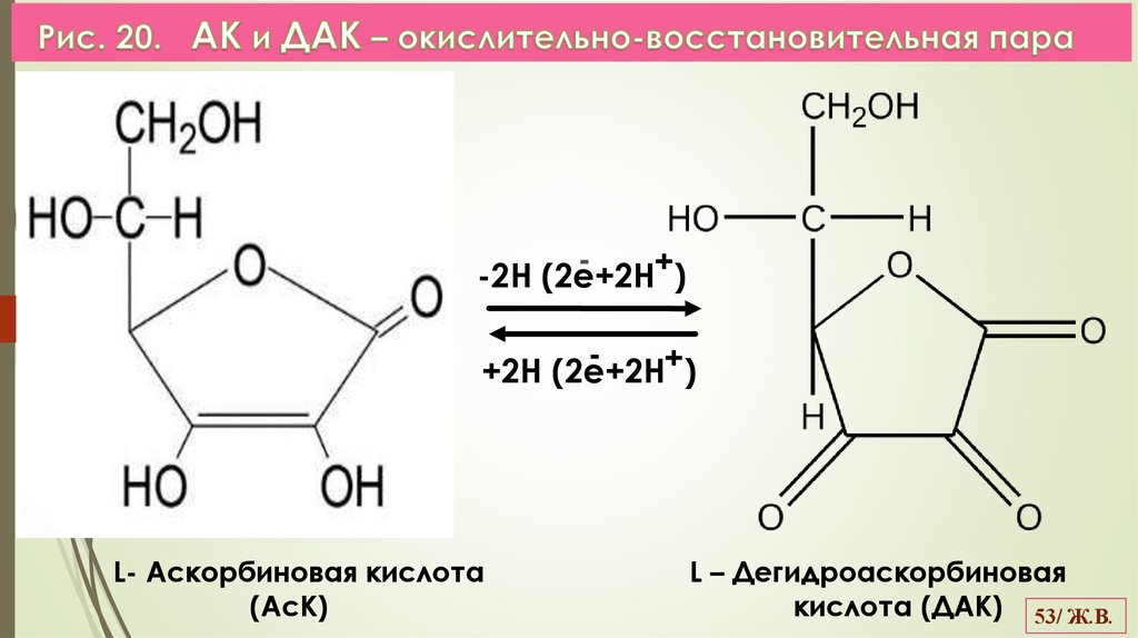 Рис. 20. АК и ДАК – окислительно-восстановительная пара