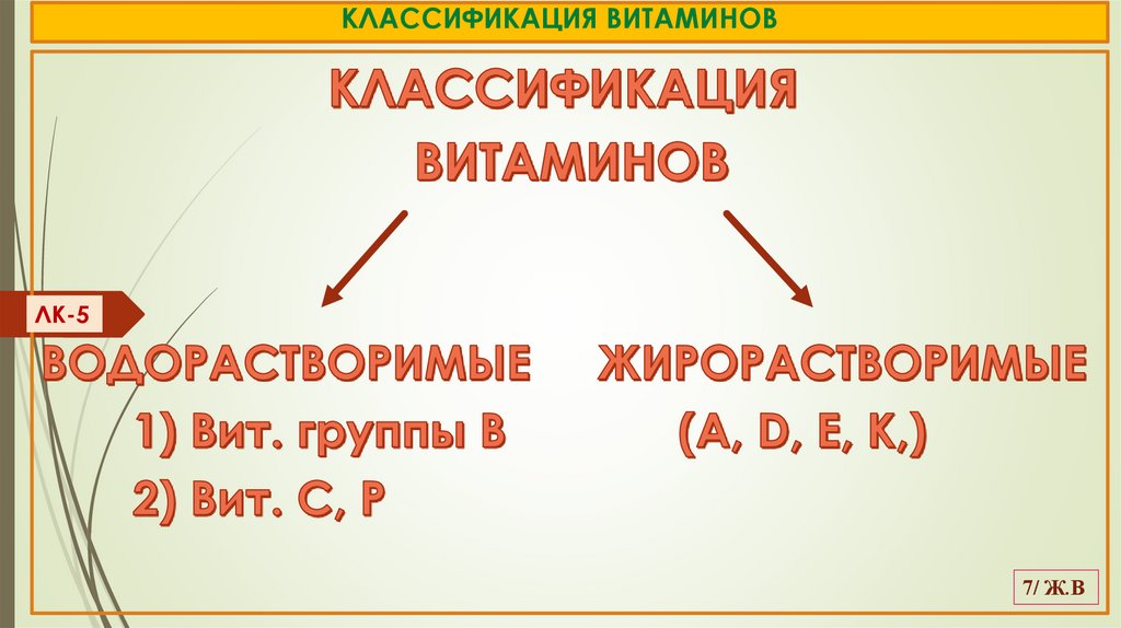 КЛАССИФИКАЦИЯ ВИТАМИНОВ