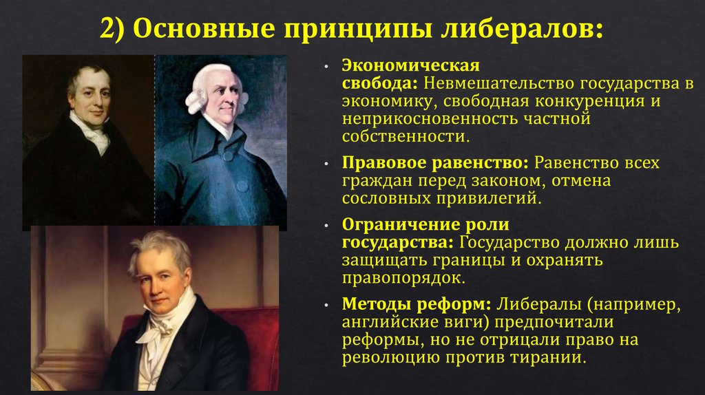 2) Основные принципы либералов: