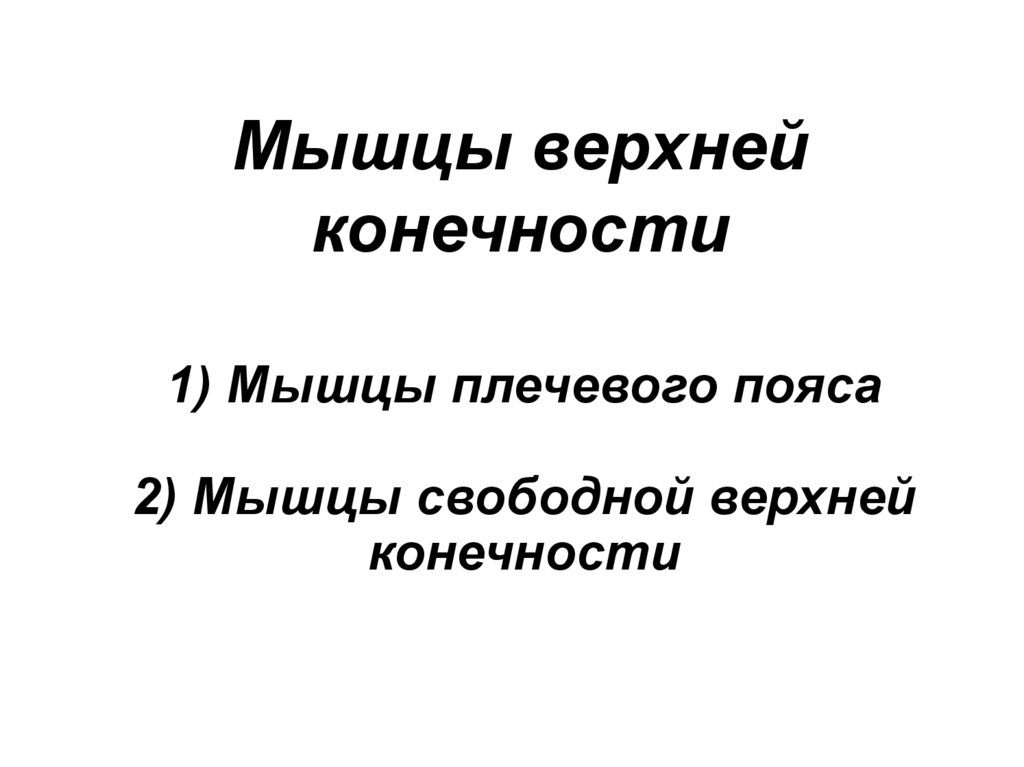 1) Мышцы плечевого пояса 2) Мышцы свободной верхней конечности