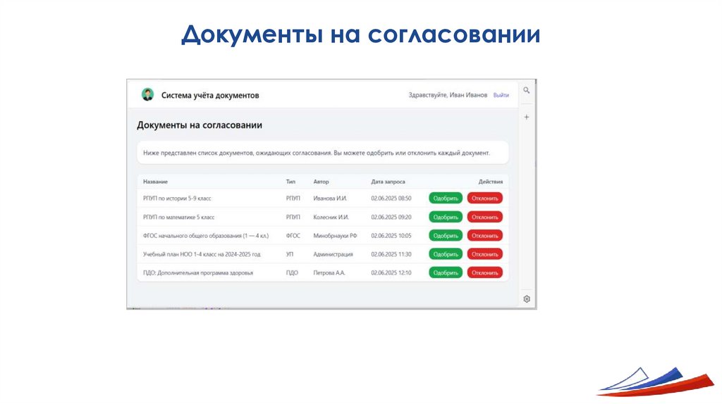 Документы на согласовании