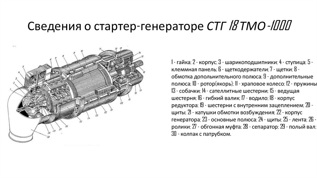 Сведения о стартер-генераторе СТГ 18 ТМО-1000