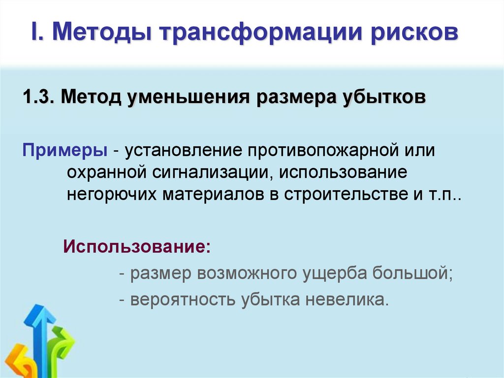 I. Методы трансформации рисков