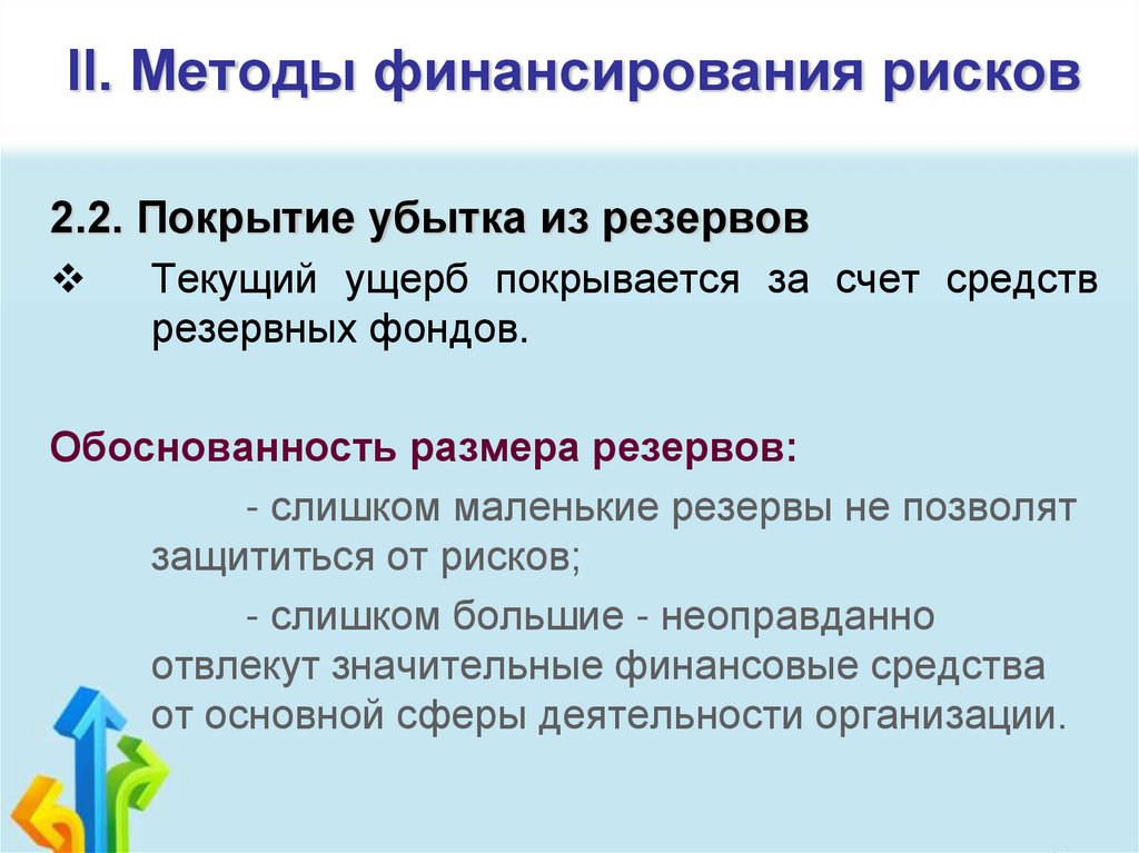 II. Методы финансирования рисков
