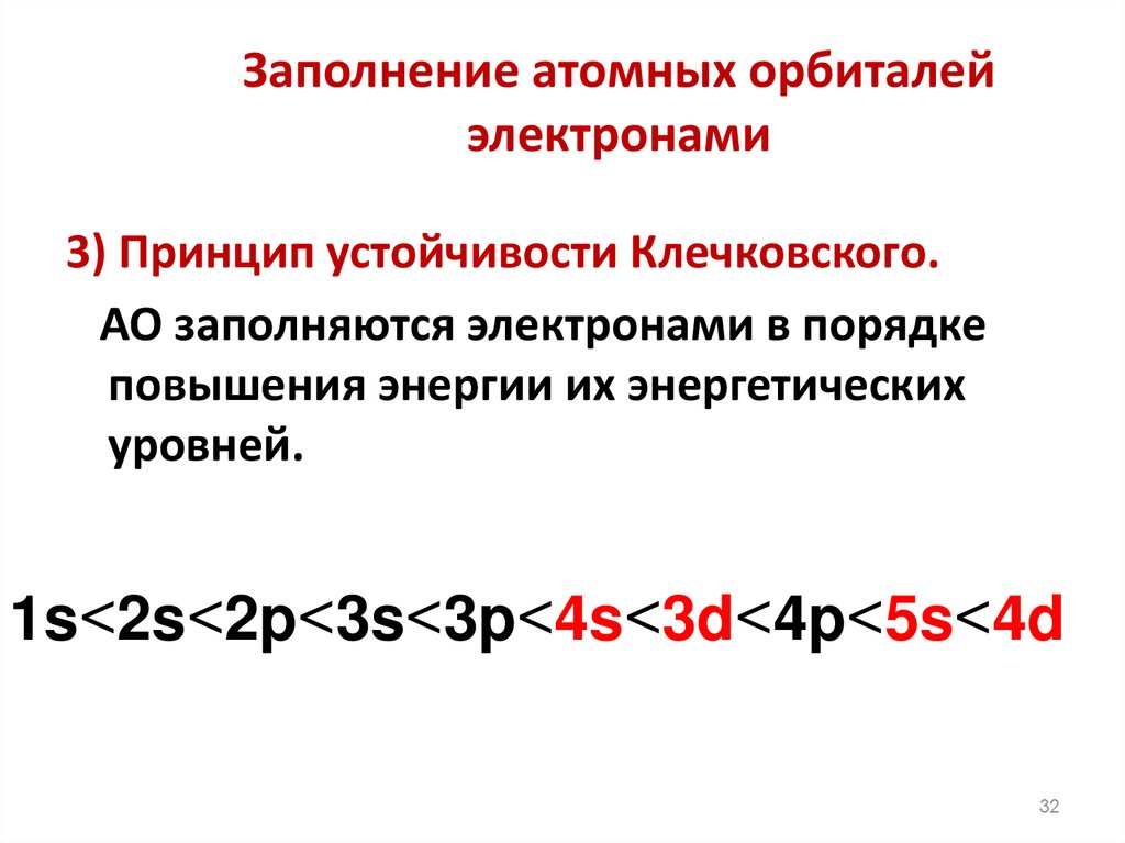 Заполнение атомных орбиталей электронами