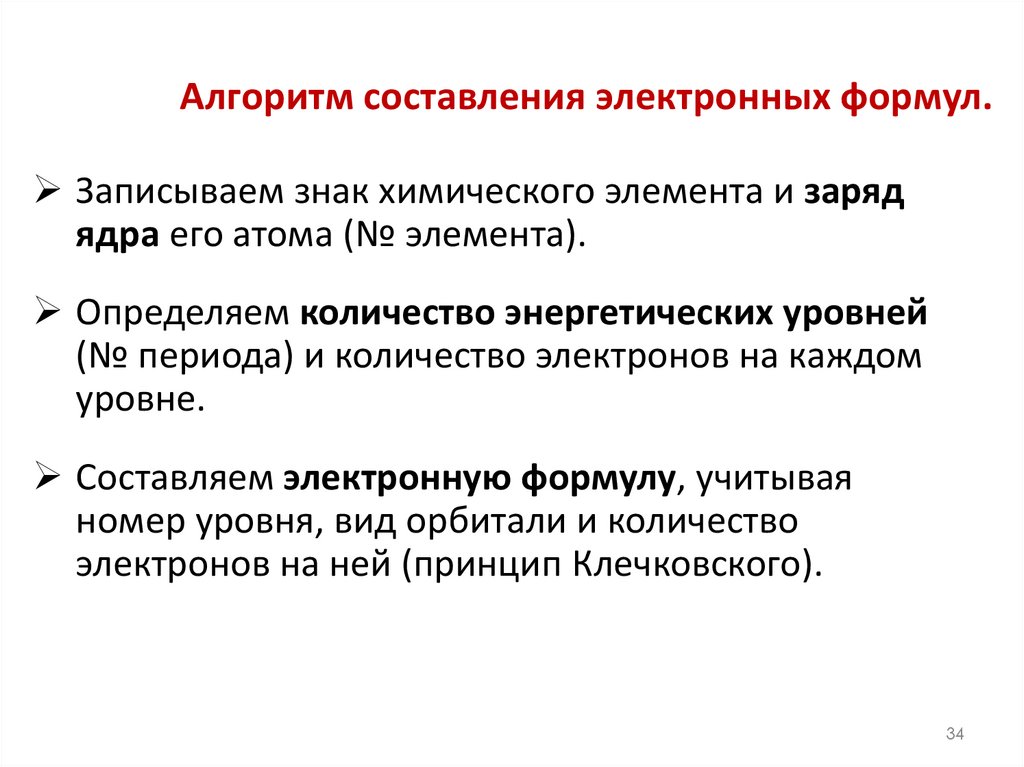 Алгоритм составления электронных формул.