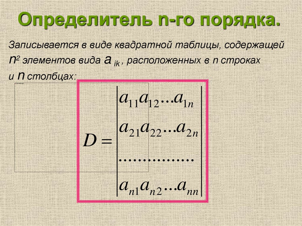 Определитель n-го порядка.