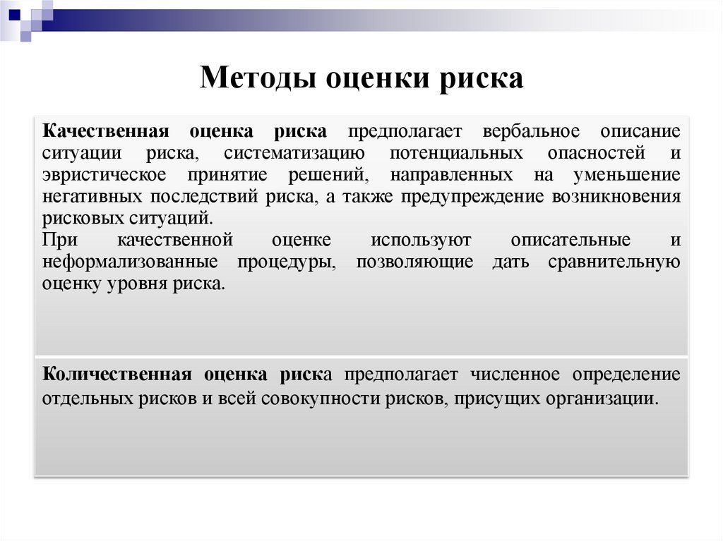 Методы оценки риска