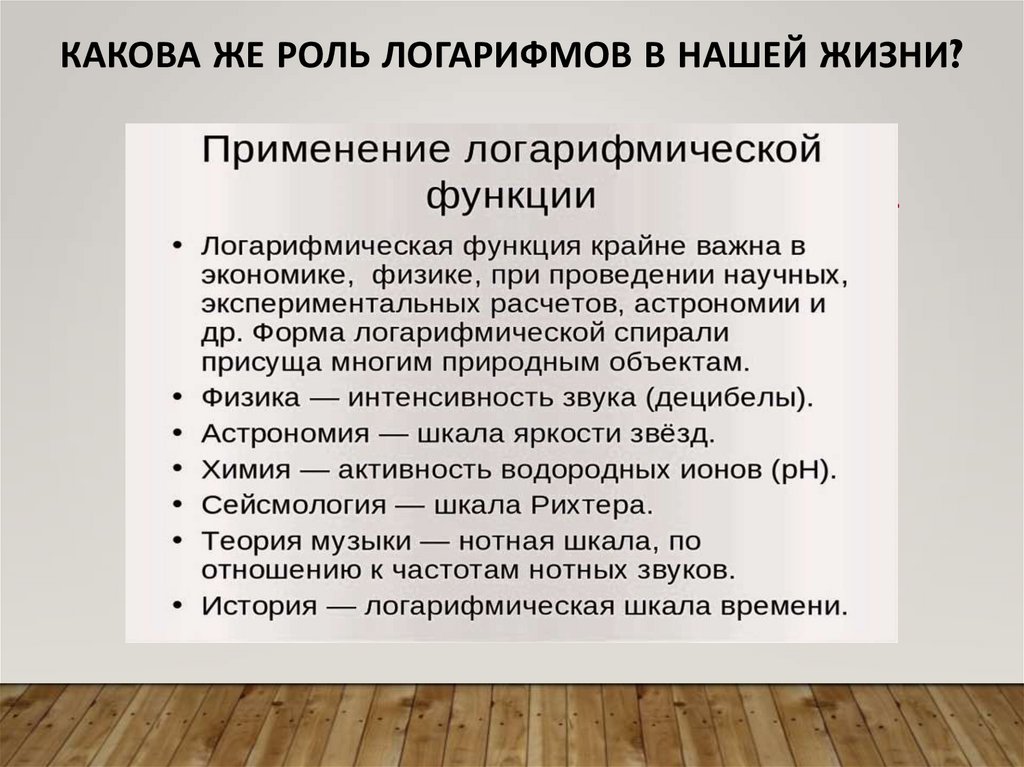 Какова же роль логарифмов в нашей жизни?