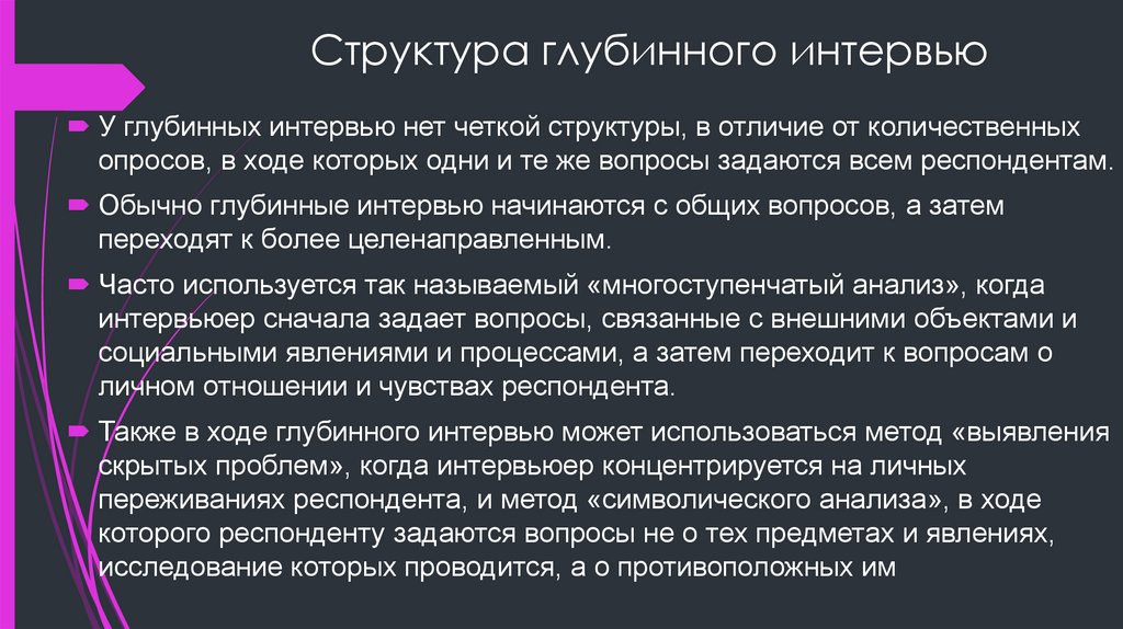 Структура глубинного интервью