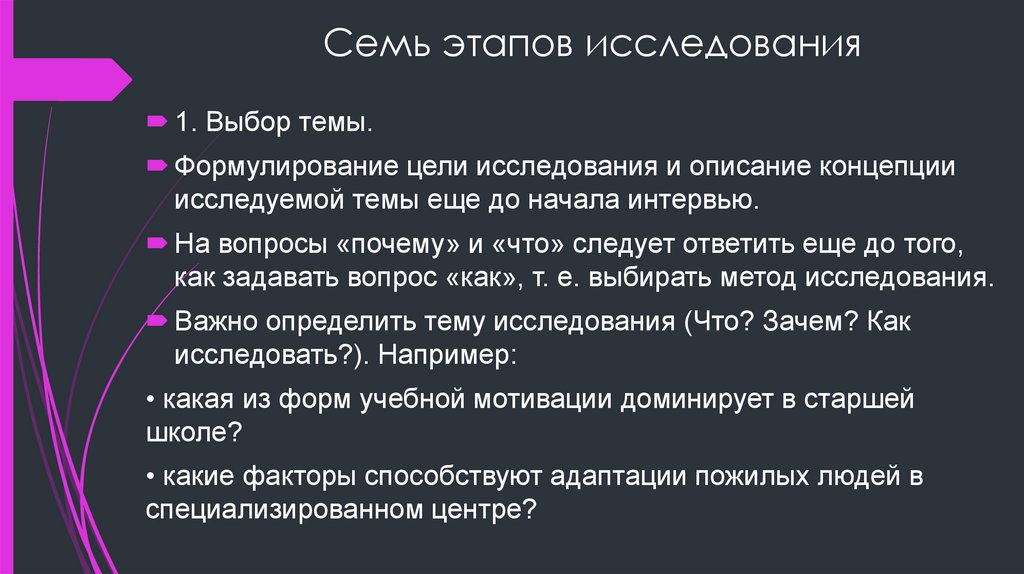 Семь этапов исследования