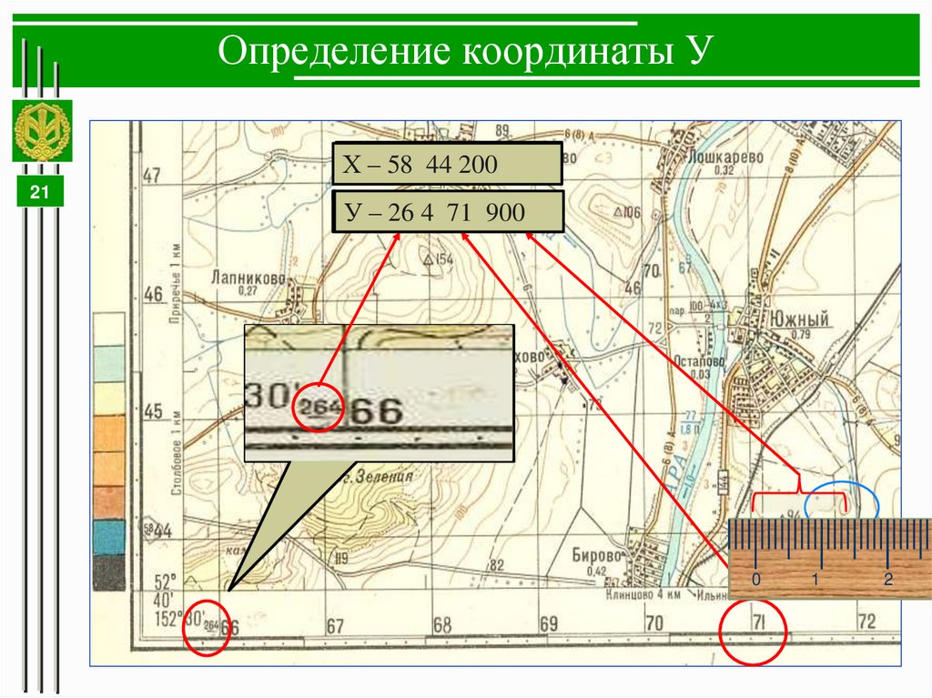 Определение координаты У