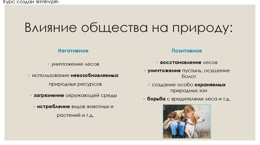 Влияние общества на природу: