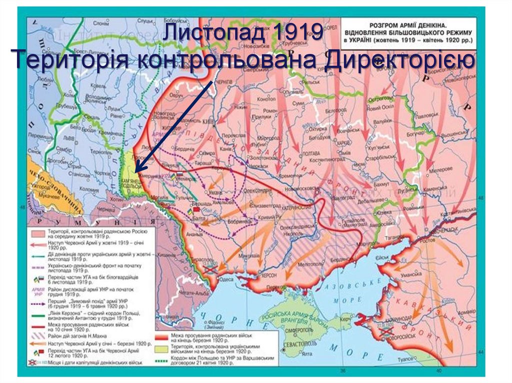 Листопад 1919 Територія контрольована Директорією