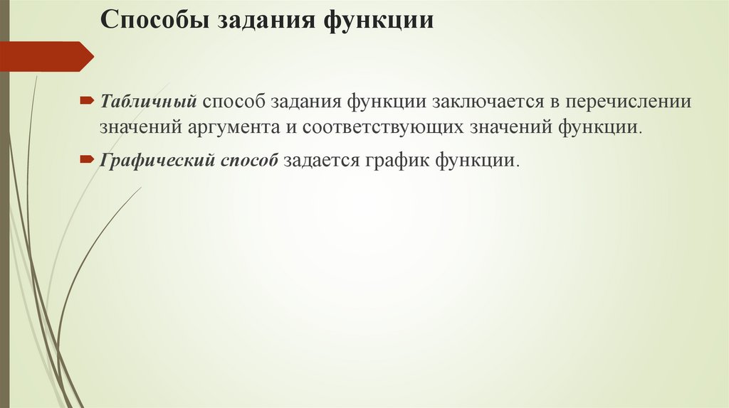 Способы задания функции