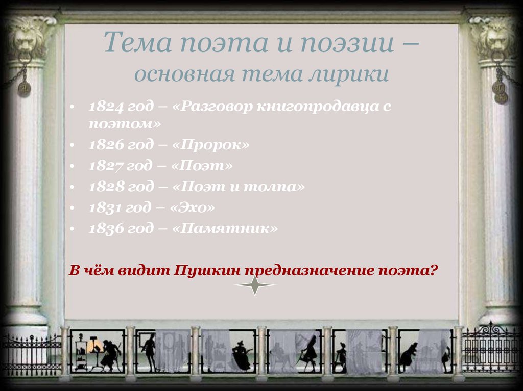 Тема поэта и поэзии – основная тема лирики