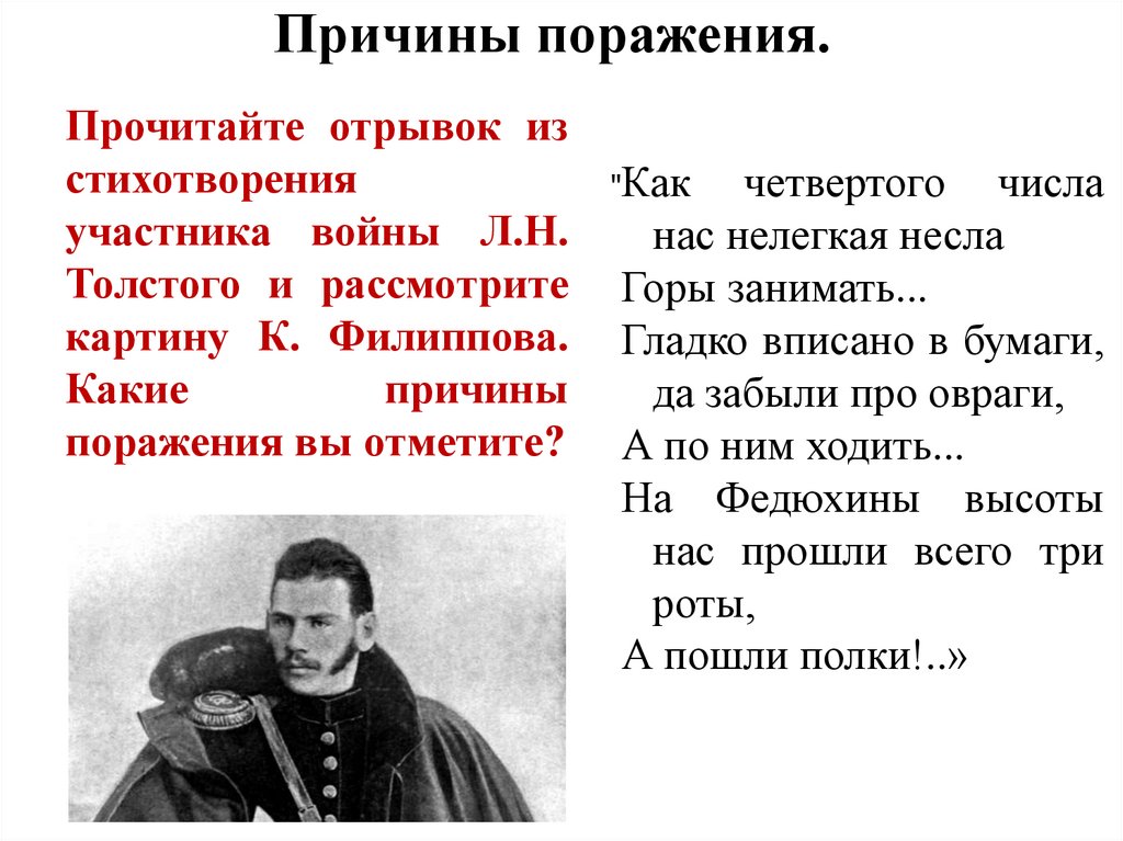 Причины поражения.