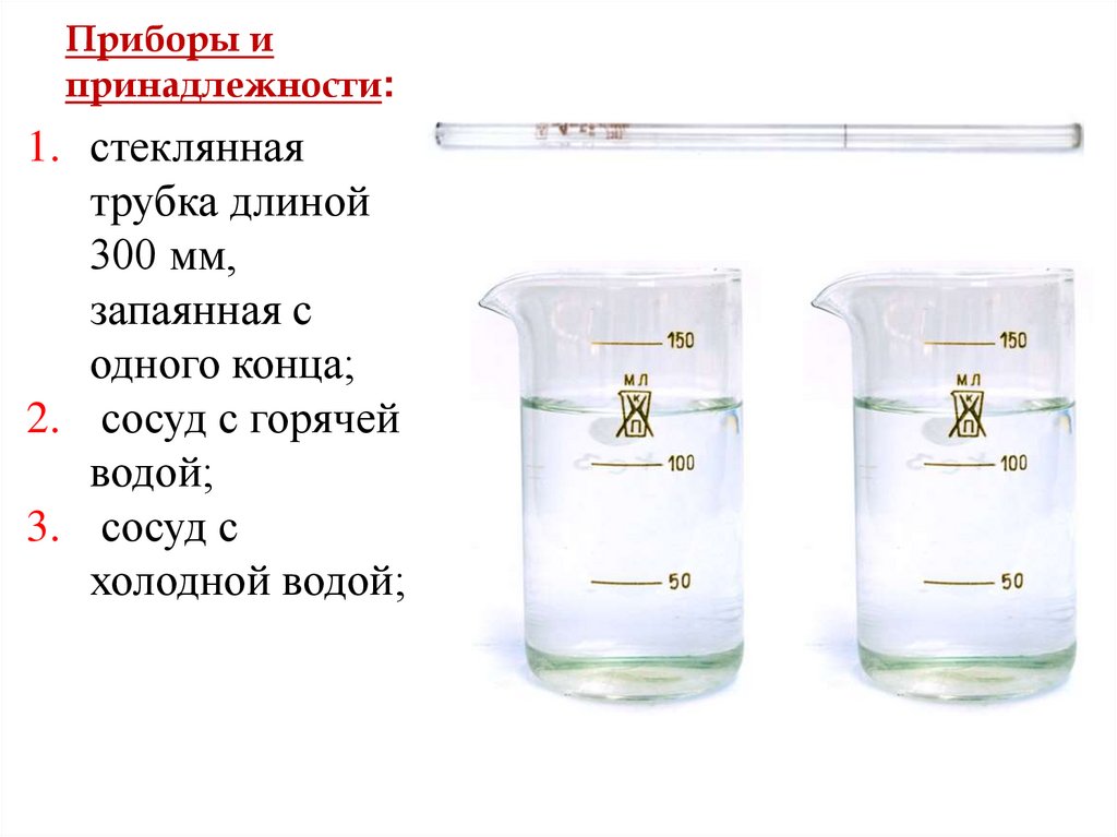 Приборы и принадлежности: