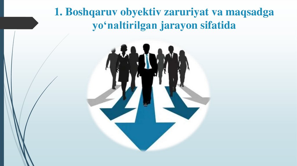 1. Boshqaruv obyektiv zaruriyat va maqsadga yo‘naltirilgan jarayon sifatida