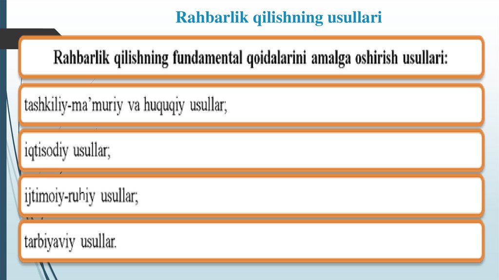 Rahbarlik qilishning usullari