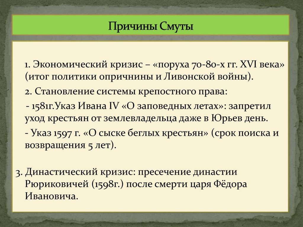 Причины Смуты