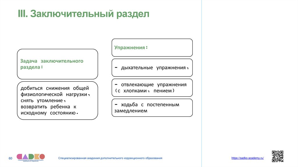III. Заключительный раздел