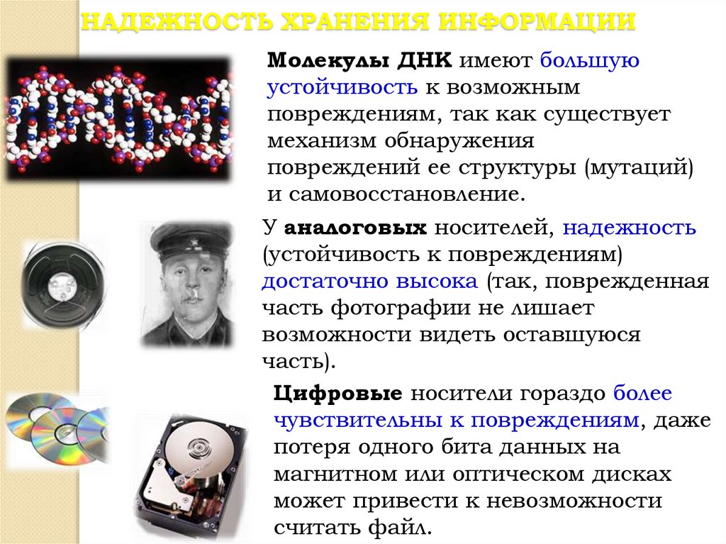 НАДЕЖНОСТЬ ХРАНЕНИЯ ИНФОРМАЦИИ