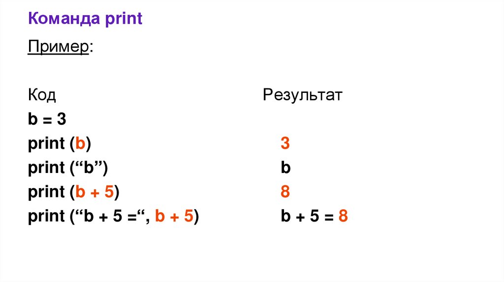 Команда print