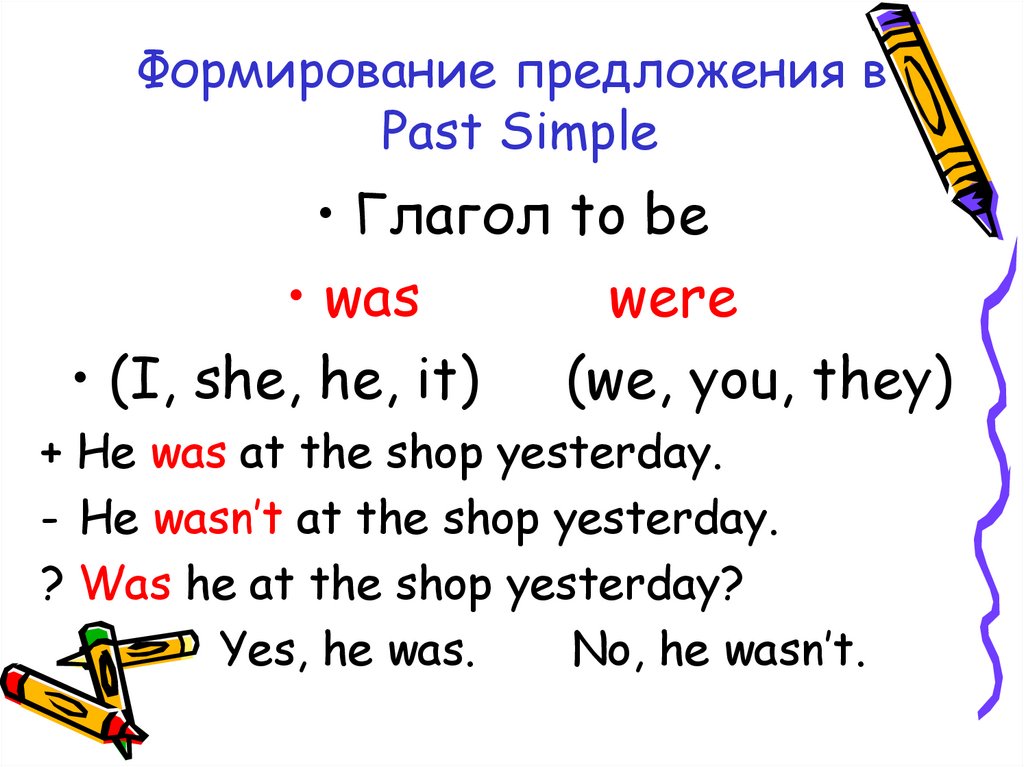 Формирование предложения в Past Simple