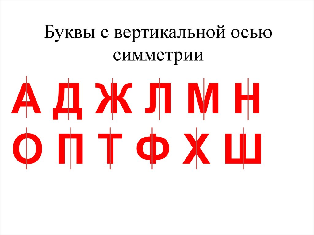 Буквы с вертикальной осью симметрии