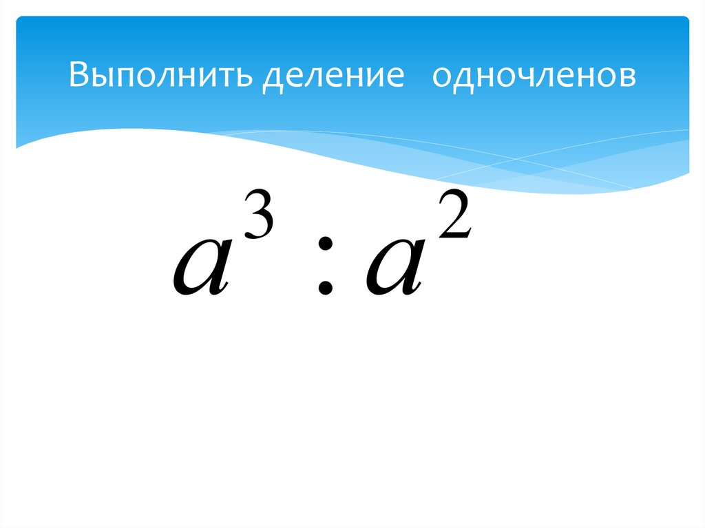 Выполнить деление одночленов
