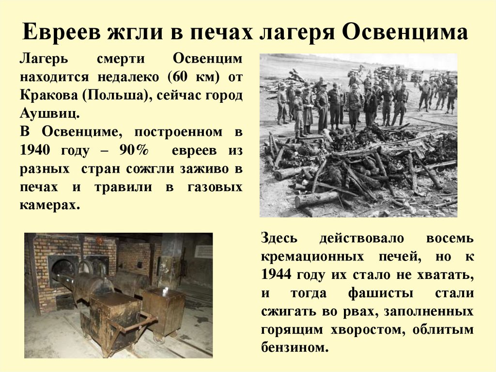 Евреев жгли в печах лагеря Освенцима