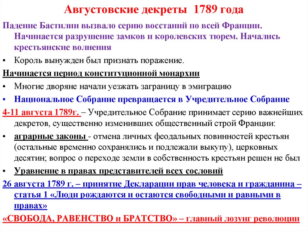 Августовские декреты 1789 года