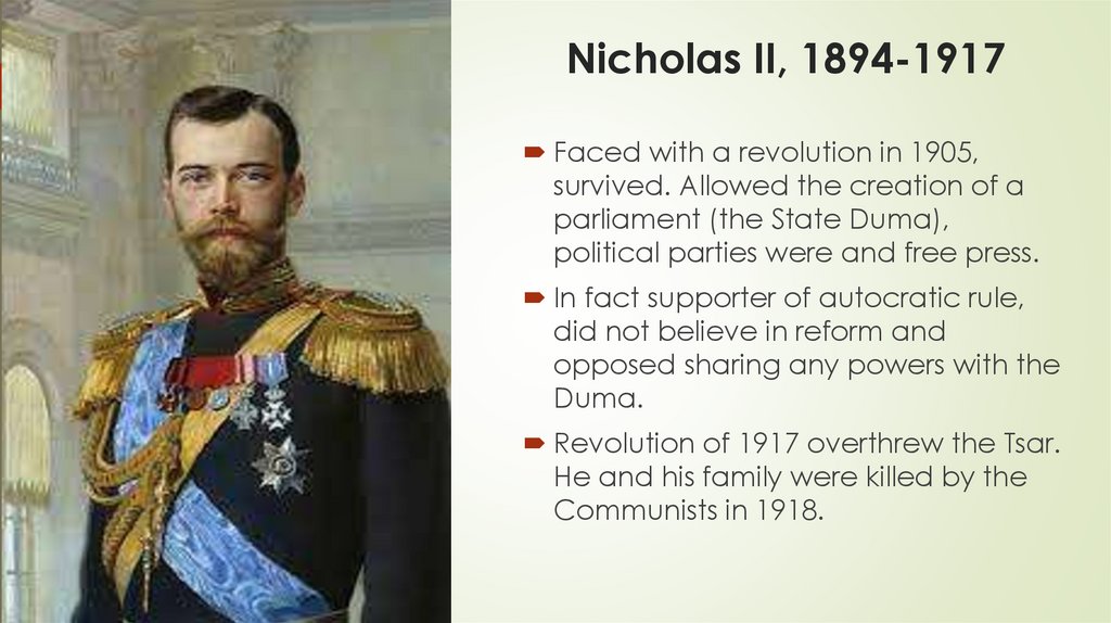 Nicholas II, 1894-1917