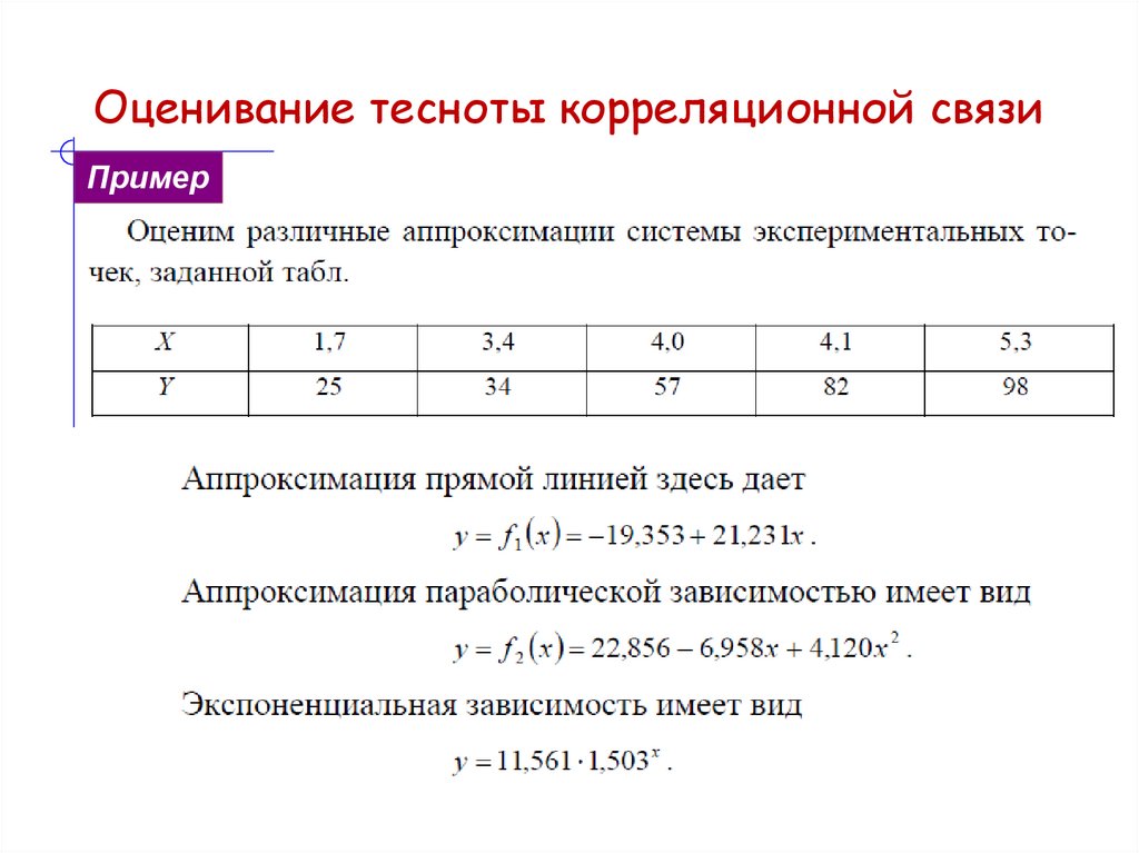 Оценивание тесноты корреляционной связи