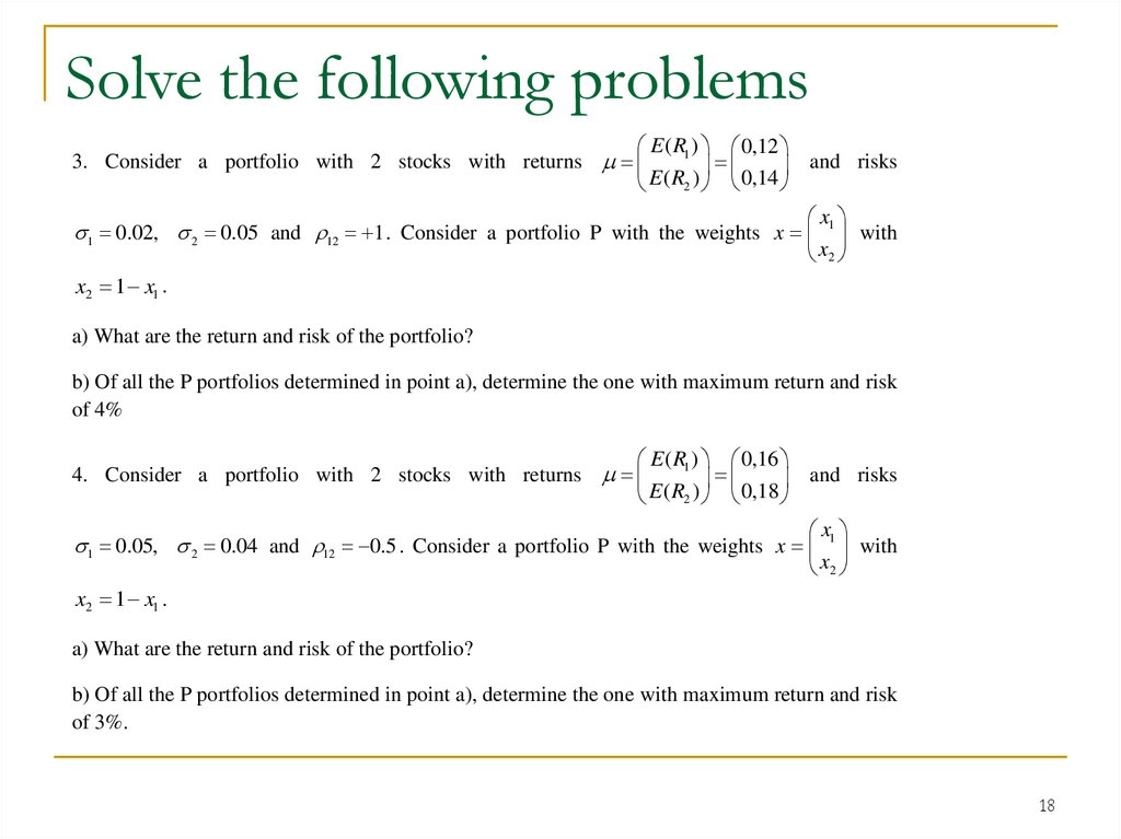 Solve the following problems