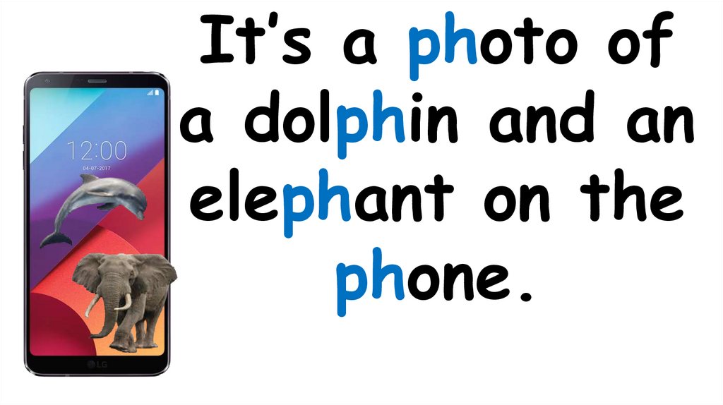 It’s a photo of a dolphin and an elephant on the phone.