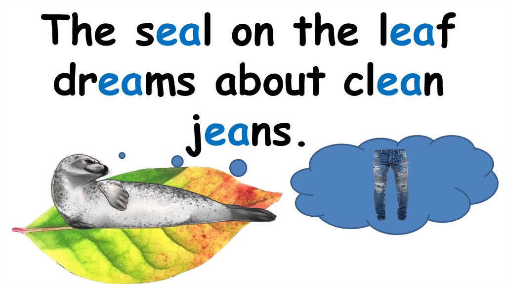 The seal on the leaf dreams about clean jeans.