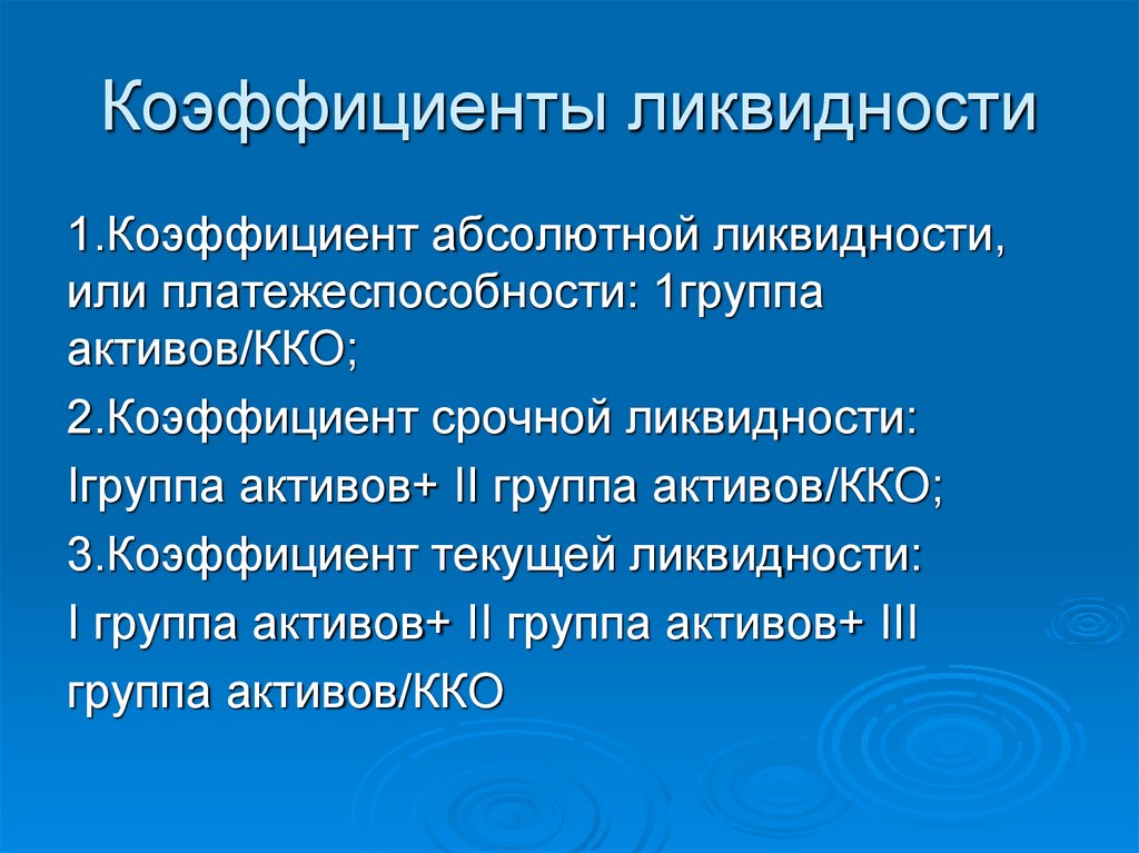 Коэффициенты ликвидности