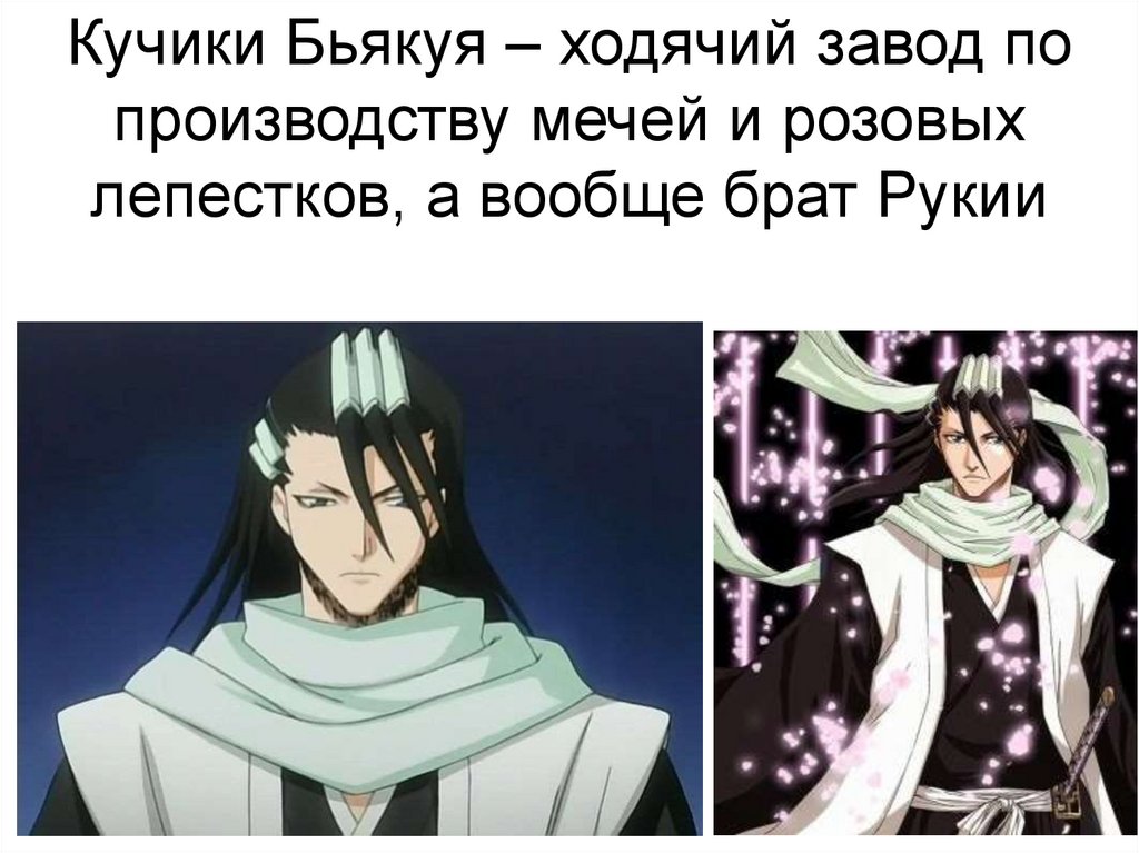 Кучики Бьякуя – ходячий завод по производству мечей и розовых лепестков, а вообще брат Рукии