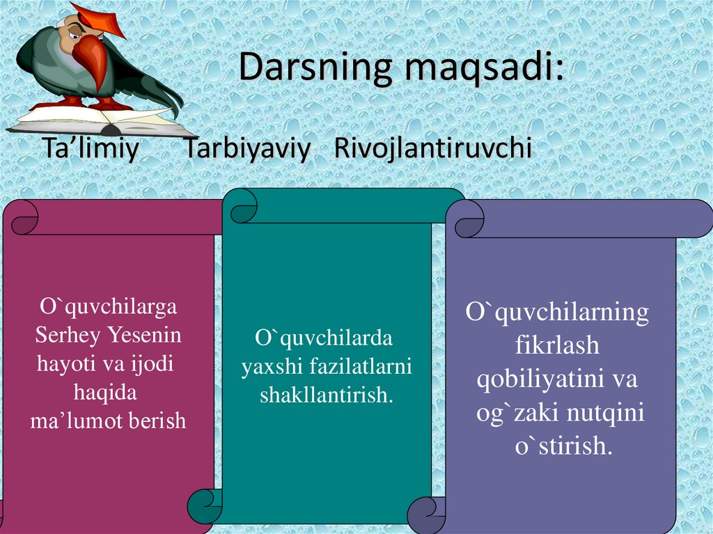 Darsning maqsadi: